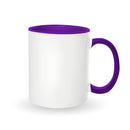 Purple mugs inside and on handles for sublimation 11 oz