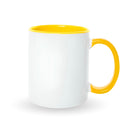 Yellow mugs inside and on handles for sublimation 11 oz