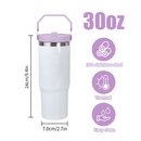 30 oz Sublimation Tumbler with Colored Handle Lid – Stainless Steel, Insulated Blank for Custom Printing