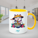 Yellow mugs inside and on handles for sublimation 11 oz