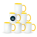 Yellow mugs inside and on handles for sublimation 11 oz