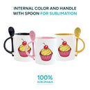 Mugs inside and colored spoon for sublimation 11 oz (Black - Yellow - Red - Pink)