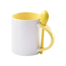 Mugs inside and colored spoon for sublimation 11 oz (Black - Yellow - Red - Pink)