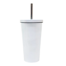550ml White Conical Steel Cup with Straw