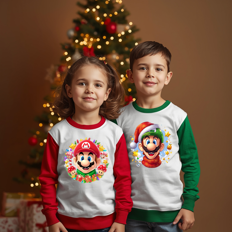 Printed DTF Sheets by Yards - Mario Bros Navidad 2025