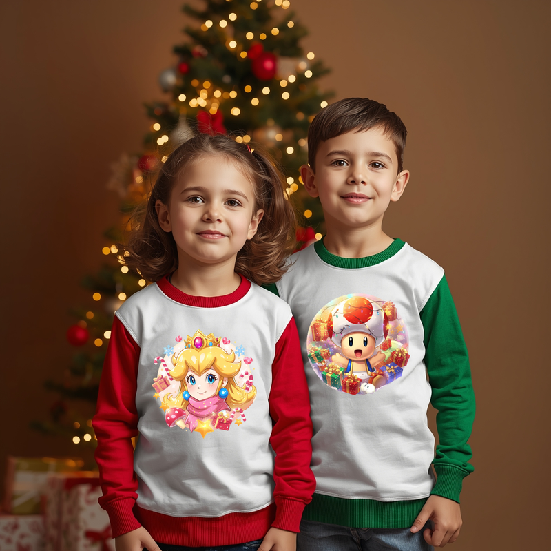 Printed DTF Sheets by Yards - Mario Bros Navidad 2025