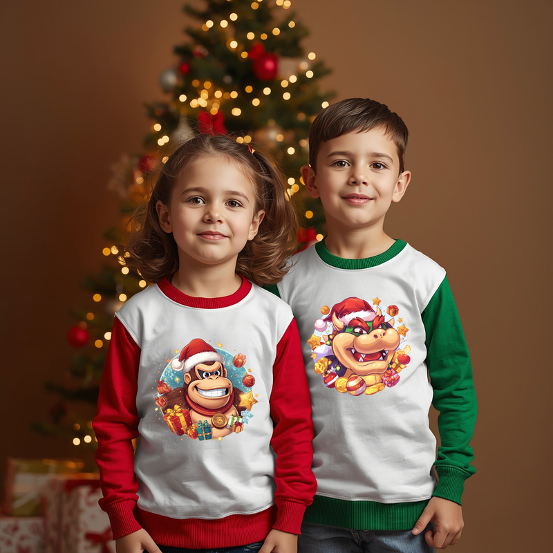 Printed DTF Sheets by Yards - Mario Bros Navidad 2025