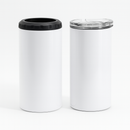 16oz 4-in-1 Sublimation Can Cooler with 2 Lids – White Stainless Steel