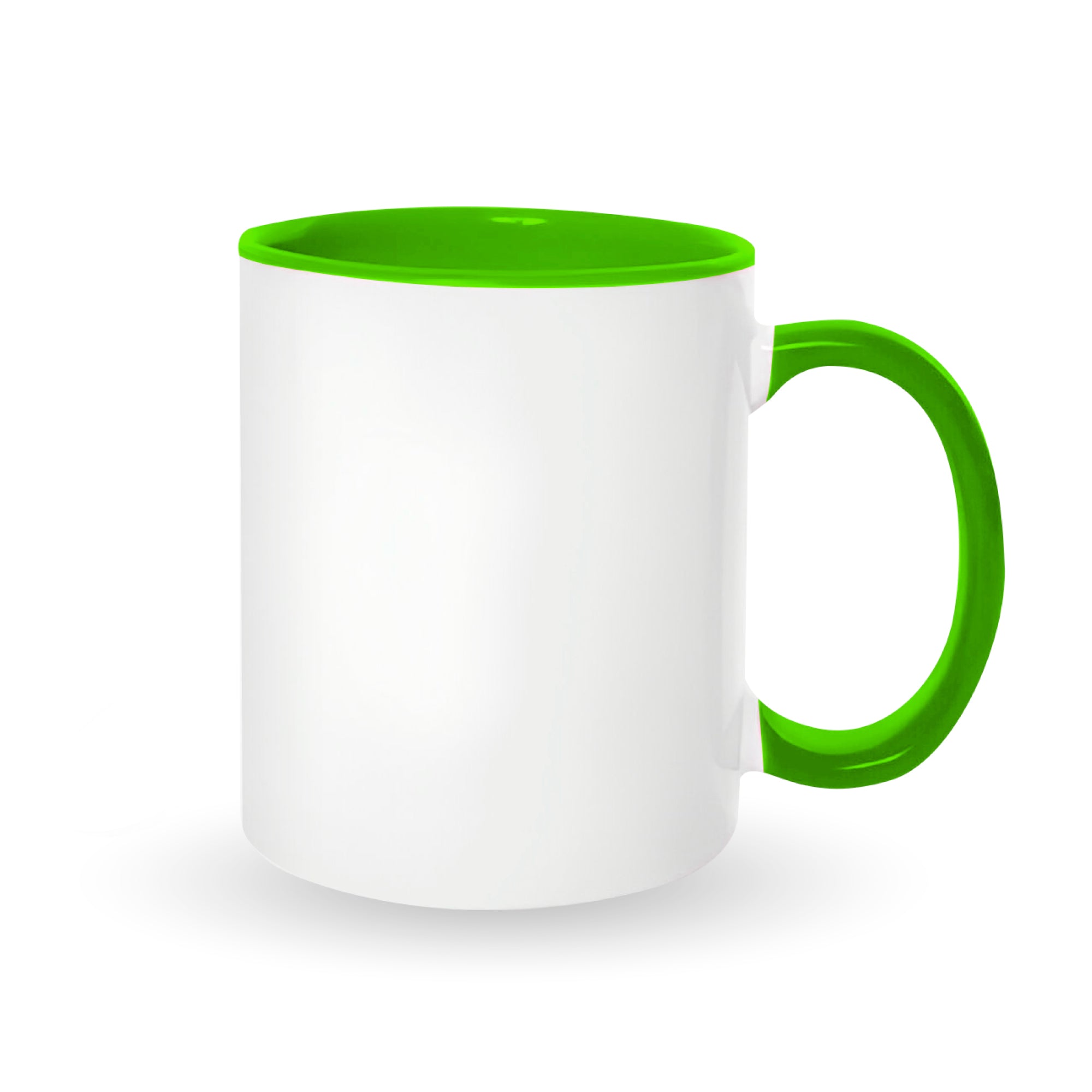 Light green mugs inside and on handles for sublimation 11 oz