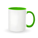 Light green mugs inside and on handles for sublimation 11 oz