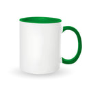 Dark green mugs inside and on handles for sublimation 11 oz