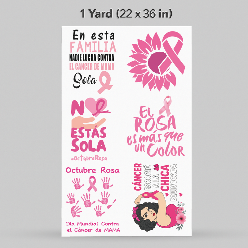 Printed DTF Sheets by Yards - cancer prevention - Espanol