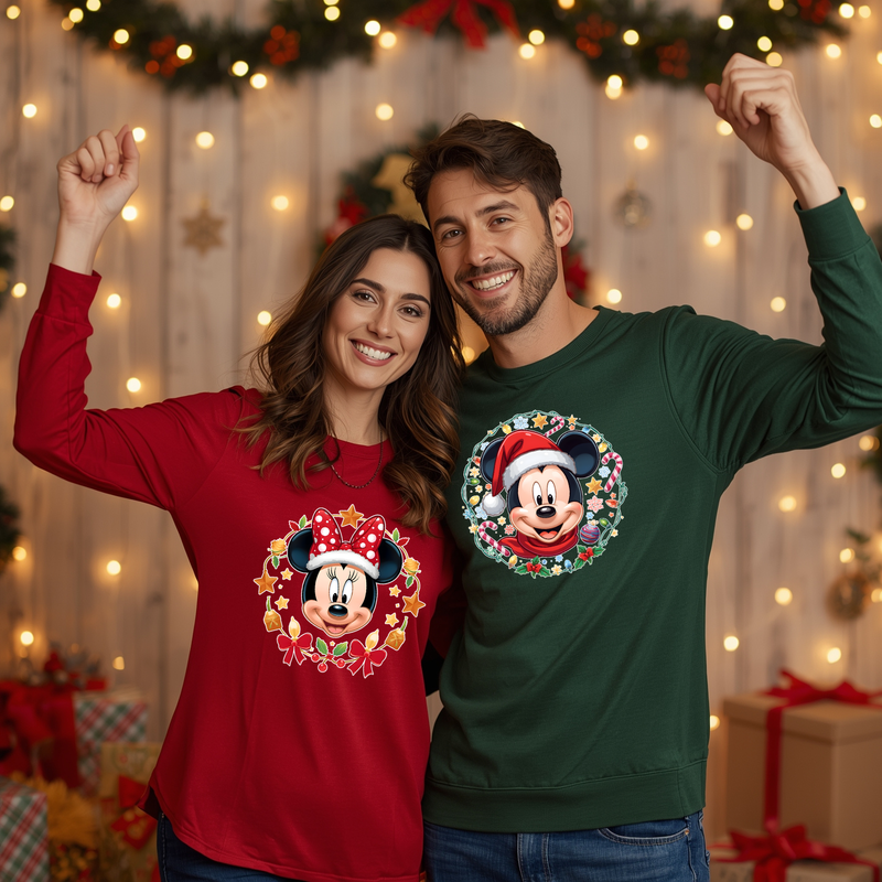 Printed DTF Sheets by Yards - Mickey mouse  Navidad 2025