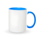 Light blue mugs inside and on handles for sublimation 11 oz
