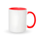 Red mugs inside and on handles for sublimation 11 oz
