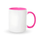 Pink mugs inside and on handles for sublimation 11 oz