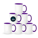 Purple mugs inside and on handles for sublimation 11 oz