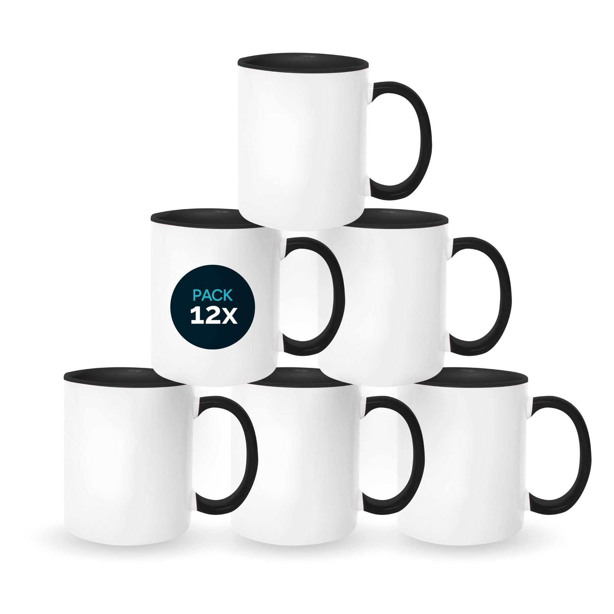 Black mugs inside and on handles for sublimation 11 oz