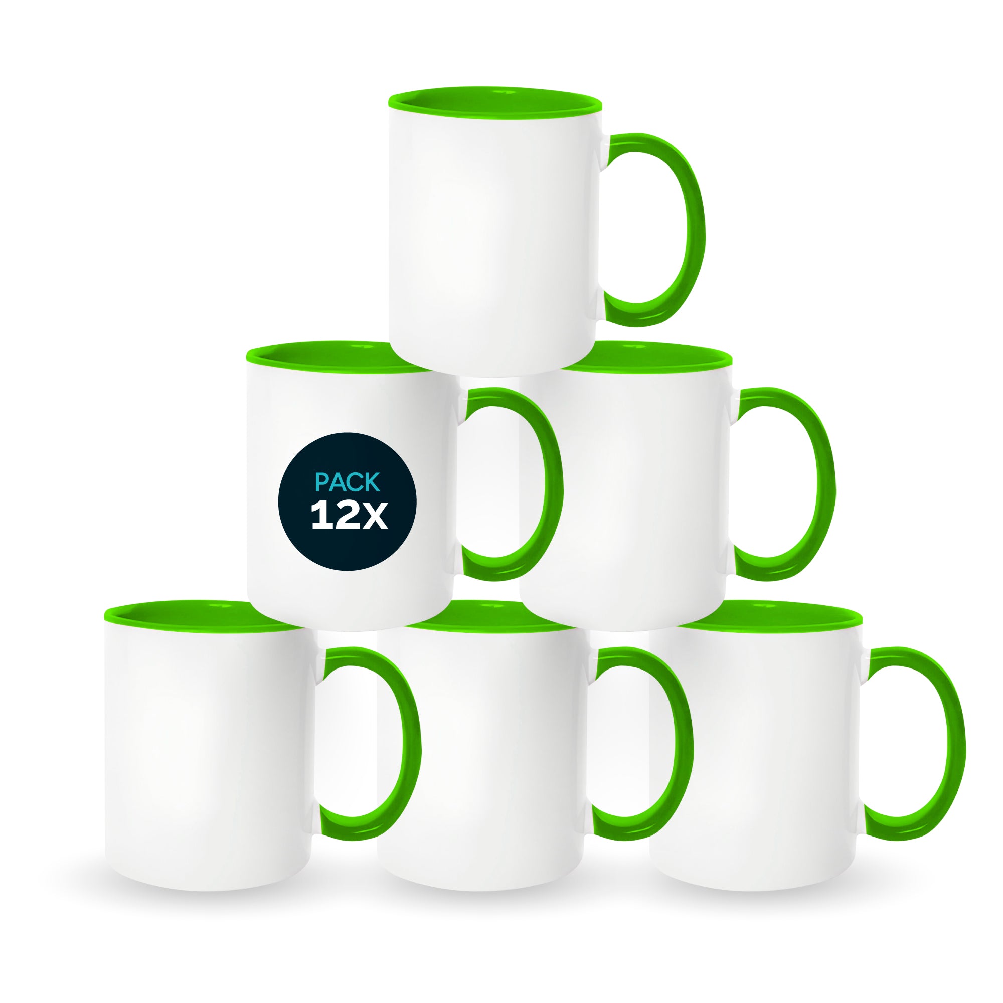 Light green mugs inside and on handles for sublimation 11 oz