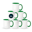 Dark green mugs inside and on handles for sublimation 11 oz