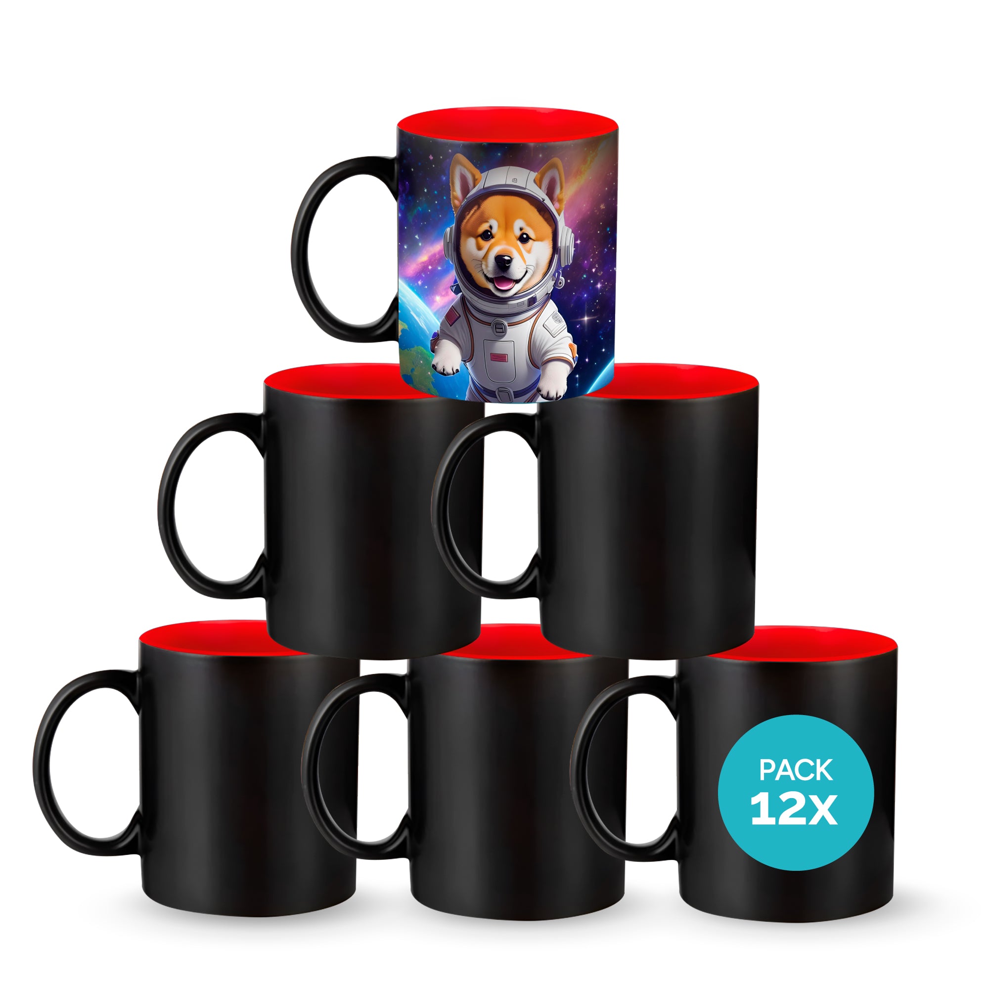 Black magic mugs red-color inside for sublimation 11 oz