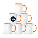 Orange mugs inside and on handles for sublimation 11 oz