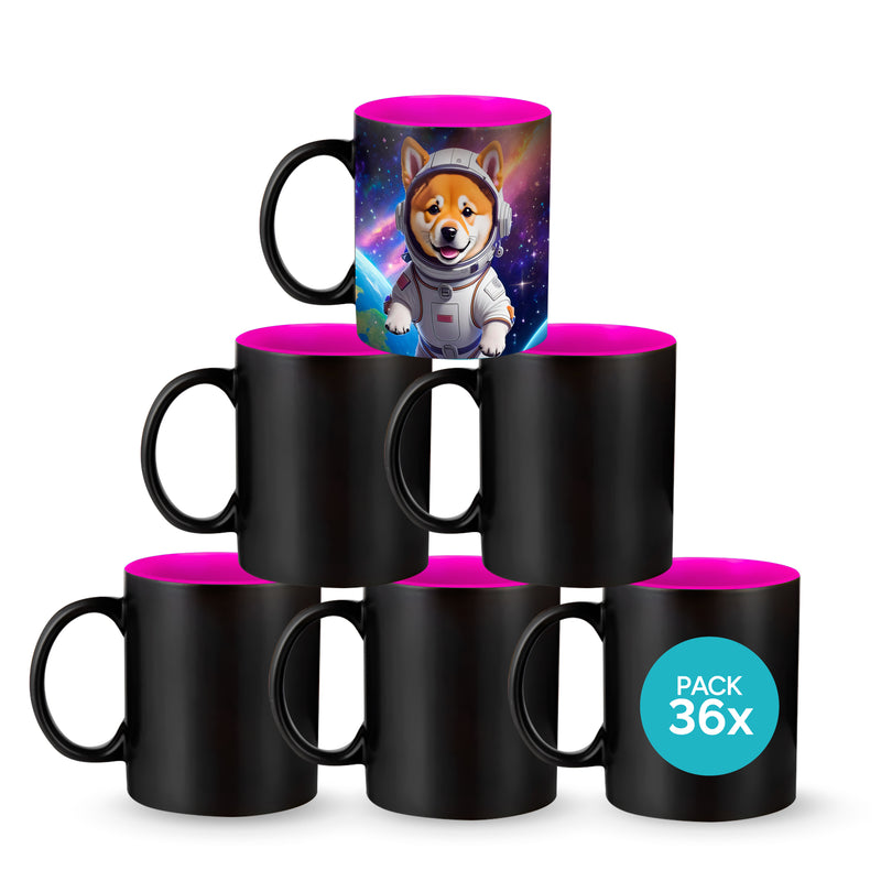 Black magic mugs pink-color inside for sublimation 11 oz