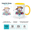 Yellow mugs inside and on handles for sublimation 11 oz