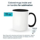 Black mugs inside and on handles for sublimation 11 oz