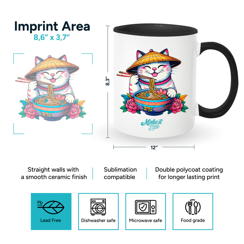 Black mug for sublimation w/white window 11 oz