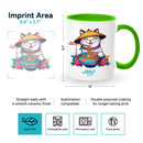 Light green mugs inside and on handles for sublimation 11 oz