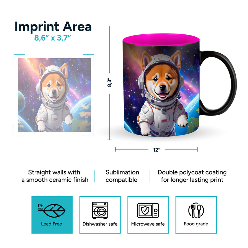 Black magic mugs pink-color inside for sublimation 11 oz