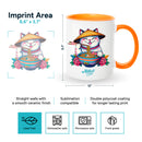 Orange mugs inside and on handles for sublimation 11 oz