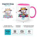 Pink mugs inside and on handles for sublimation 11 oz