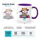 Purple mugs inside and on handles for sublimation 11 oz