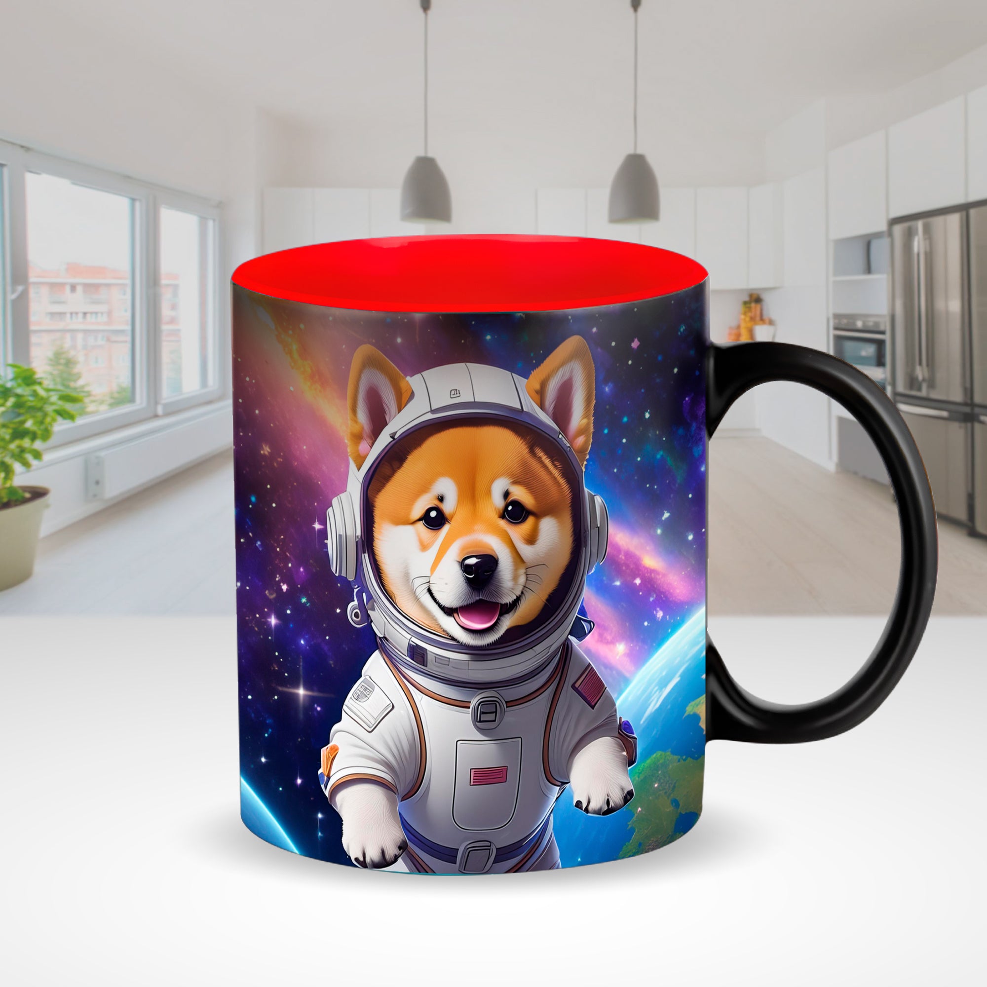 Black magic mugs red-color inside for sublimation 11 oz
