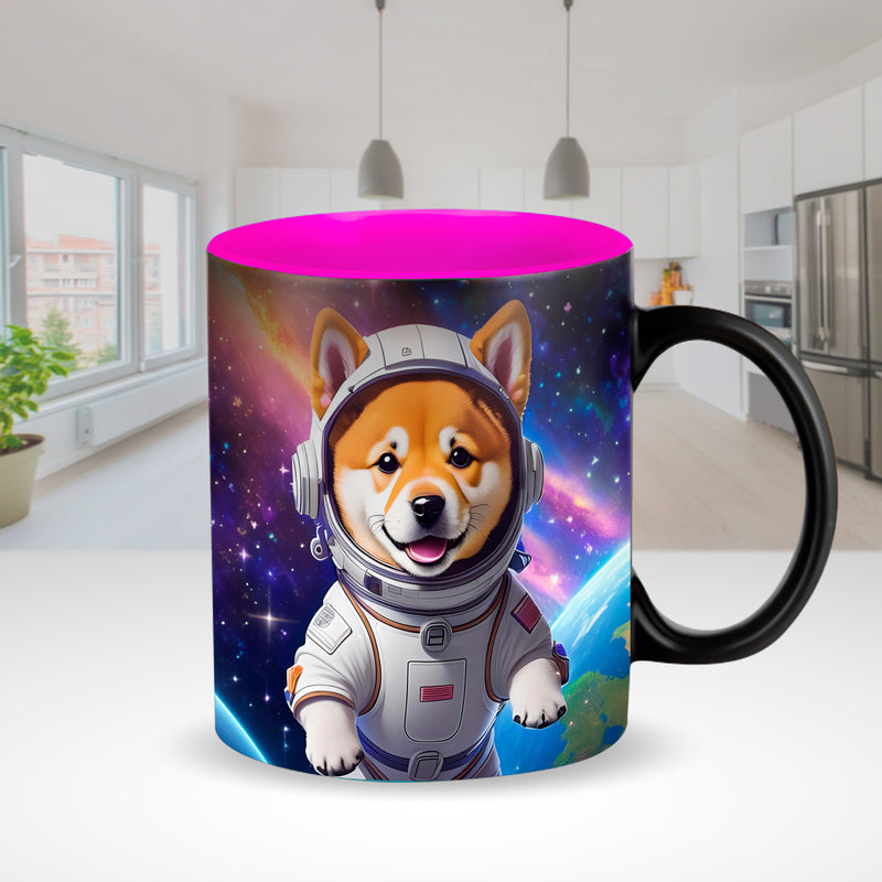 Black magic mugs pink-color inside for sublimation 11 oz