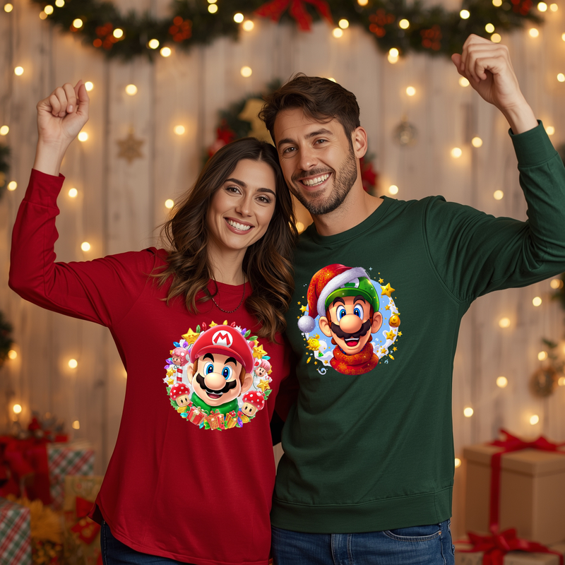 Printed DTF Sheets by Yards - Mario Bros Navidad 2025