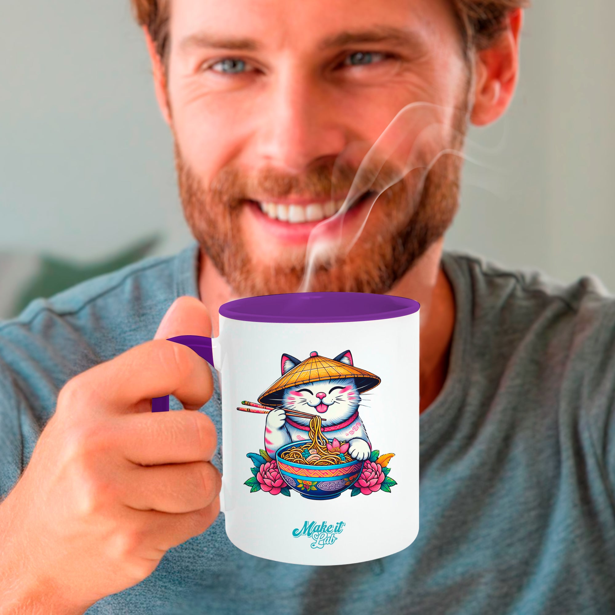 Purple mugs inside and on handles for sublimation 11 oz
