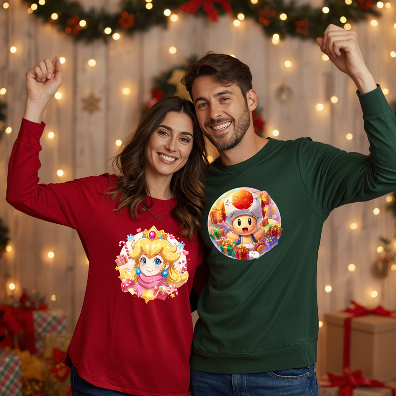 Printed DTF Sheets by Yards - Mario Bros Navidad 2025