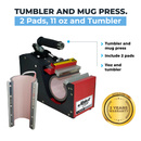 Make it Lab Mug Press Machine 2 in 1 (for 11oz cup and 750 ml) Tumbler and mug press: 2 pads, 11oz and tumbler