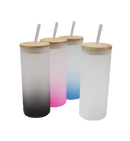 Skinny Glass Tumbler with Bamboo Lid and Straw for Sublimation
