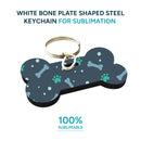White Bone Plate Shaped Steel Keychain