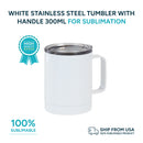 White stainless steel tumbler with handle 300ml for sublimation (Box 6,12,36)