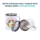 White stainless steel tumbler with handle 300ml for sublimation (Box 6,12,36)