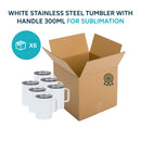 White stainless steel tumbler with handle 300ml for sublimation (Box 6,12,36)