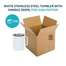 White stainless steel tumbler with handle 300ml for sublimation (Box 6,12,36)
