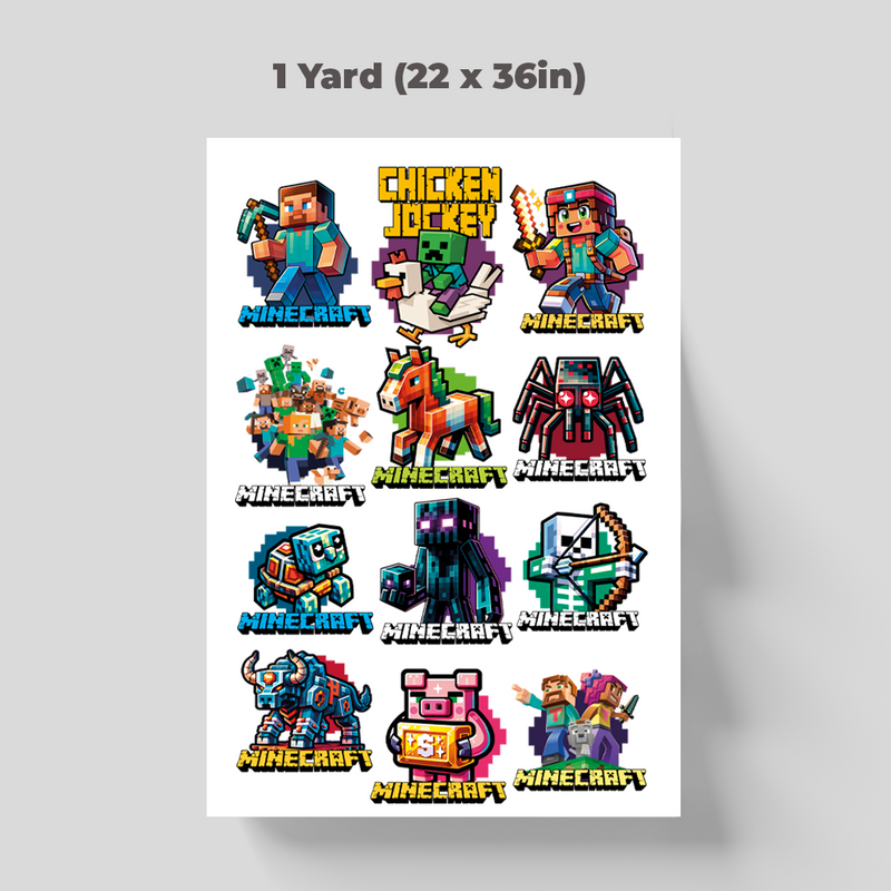 Printed DTF Sheets by Yards - Minecraft 1