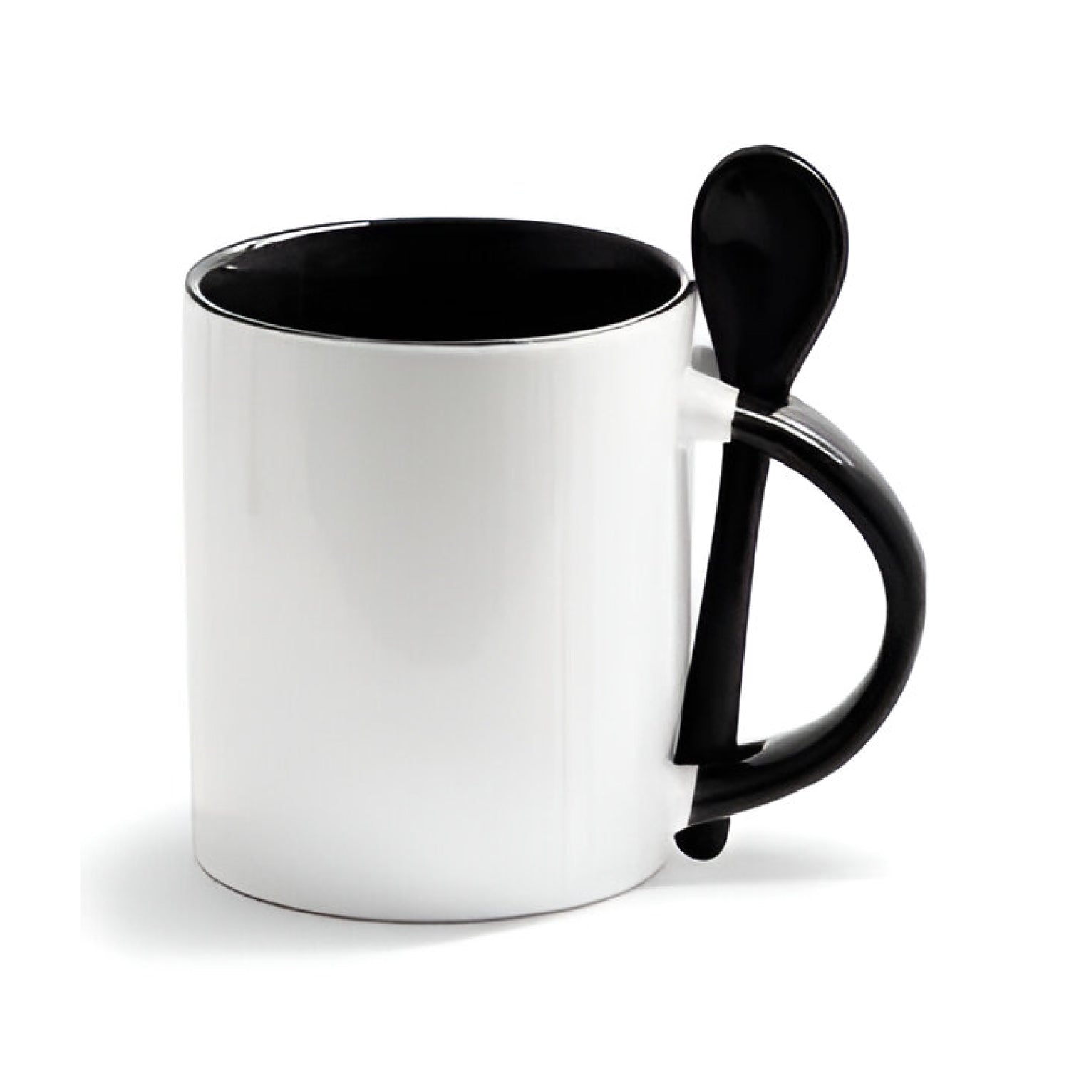 Mugs inside and colored spoon for sublimation 11 oz (Black - Yellow - Red - Pink)