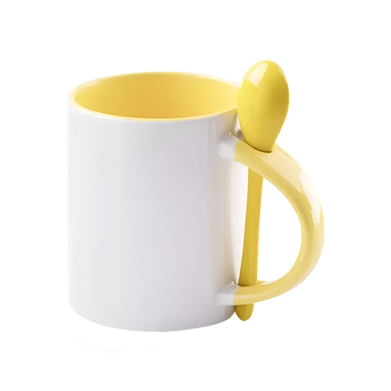 Mugs inside and colored spoon for sublimation 11 oz (Black - Yellow - Red - Pink)